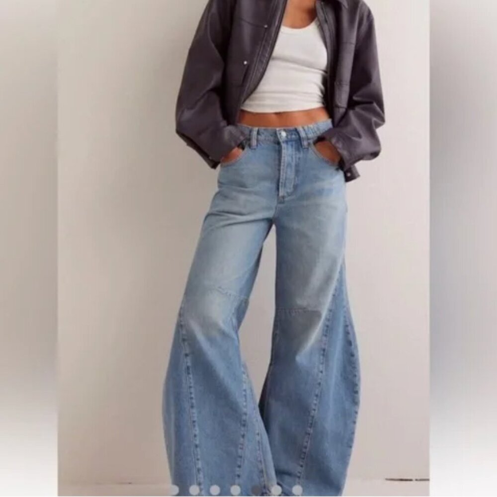 NWT Free People We The Free Eden High Waist Slouchy Baggy Wide Leg Jeans 25